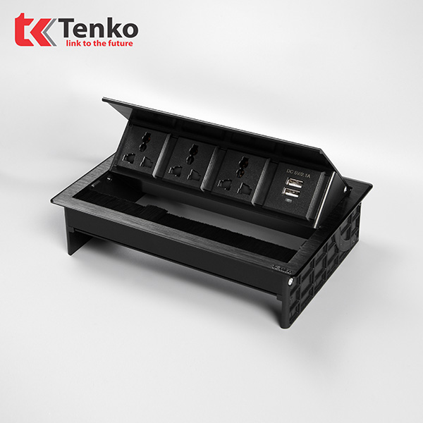 Hộp Ổ Cắm Điện Âm Bàn Tenko TK-N06-02 Màu Bạc